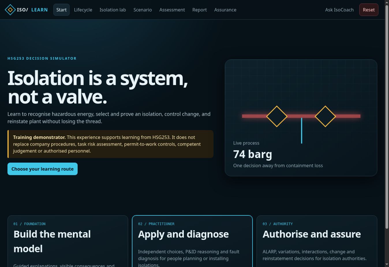OpenAI HSG253 training application start screen